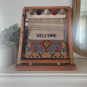 Vintage Welcome Weaving Loom Tapestry Rug Decor